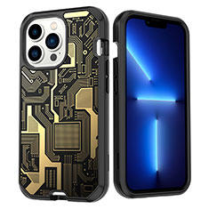 Silikon Hülle Handyhülle und Kunststoff Schutzhülle Hartschalen Tasche Vorder und Rückseite 360 Grad Ganzkörper YJ1 für Apple iPhone 13 Pro Schwarz