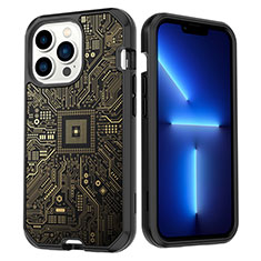 Silikon Hülle Handyhülle und Kunststoff Schutzhülle Hartschalen Tasche Vorder und Rückseite 360 Grad Ganzkörper YJ2 für Apple iPhone 13 Pro Max Schwarz