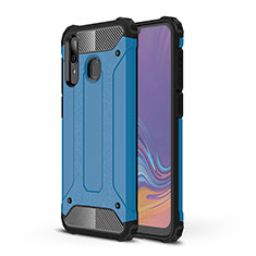 Silikon Hülle Handyhülle und Kunststoff Schutzhülle Hartschalen Tasche WL1 für Samsung Galaxy A30 Blau