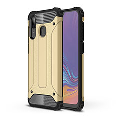 Silikon Hülle Handyhülle und Kunststoff Schutzhülle Hartschalen Tasche WL1 für Samsung Galaxy A30 Gold