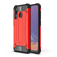 Silikon Hülle Handyhülle und Kunststoff Schutzhülle Hartschalen Tasche WL1 für Samsung Galaxy A30 Rot