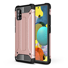Silikon Hülle Handyhülle und Kunststoff Schutzhülle Hartschalen Tasche WL1 für Samsung Galaxy A51 4G Rosegold