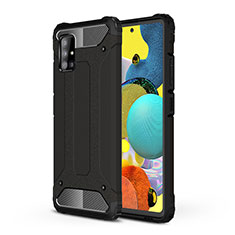 Silikon Hülle Handyhülle und Kunststoff Schutzhülle Hartschalen Tasche WL1 für Samsung Galaxy A51 4G Schwarz