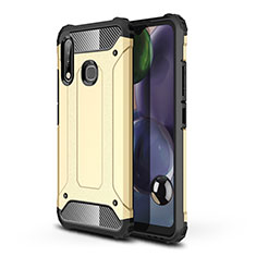 Silikon Hülle Handyhülle und Kunststoff Schutzhülle Hartschalen Tasche WL1 für Samsung Galaxy A70E Gold