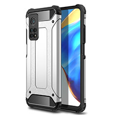 Silikon Hülle Handyhülle und Kunststoff Schutzhülle Hartschalen Tasche WL1 für Xiaomi Redmi K30S 5G Silber