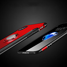 Silikon Hülle Handyhülle und Kunststoff Schutzhülle mit Fingerring Ständer T01 für Apple iPhone Xs Rot
