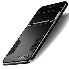 Silikon Hülle Handyhülle und Kunststoff Schutzhülle mit Ständer für Huawei Honor View 10 Schwarz