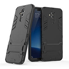Silikon Hülle Handyhülle und Kunststoff Schutzhülle mit Ständer für Huawei Mate 20 Lite Schwarz