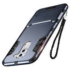 Silikon Hülle Handyhülle und Kunststoff Schutzhülle mit Ständer für Huawei Mate 9 Lite Blau