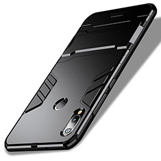 Silikon Hülle Handyhülle und Kunststoff Schutzhülle mit Ständer für Huawei P20 Lite Schwarz