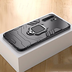 Silikon Hülle Handyhülle und Kunststoff Schutzhülle mit Ständer für Huawei P30 Pro New Edition Schwarz
