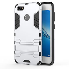 Silikon Hülle Handyhülle und Kunststoff Schutzhülle mit Ständer für Huawei P9 Lite Mini Weiß