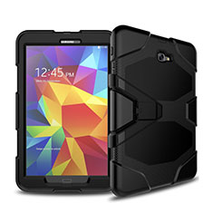 Silikon Hülle Handyhülle und Kunststoff Schutzhülle mit Ständer für Samsung Galaxy Tab A6 10.1 SM-T580 SM-T585 Schwarz