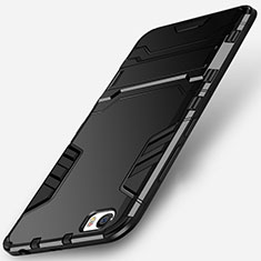 Silikon Hülle Handyhülle und Kunststoff Schutzhülle mit Ständer für Xiaomi Mi 5 Schwarz