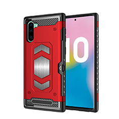 Silikon Hülle Handyhülle und Kunststoff Schutzhülle Tasche Magnetisch für Samsung Galaxy Note 10 5G Rot