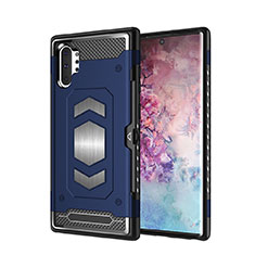 Silikon Hülle Handyhülle und Kunststoff Schutzhülle Tasche Magnetisch für Samsung Galaxy Note 10 Plus 5G Blau