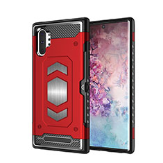 Silikon Hülle Handyhülle und Kunststoff Schutzhülle Tasche Magnetisch für Samsung Galaxy Note 10 Plus 5G Rot