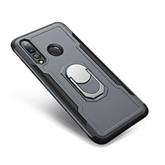 Silikon Hülle Handyhülle und Kunststoff Schutzhülle Tasche mit Fingerring Ständer A01 für Huawei Nova 4 Grau
