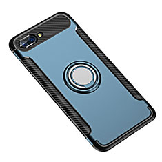 Silikon Hülle Handyhülle und Kunststoff Schutzhülle Tasche mit Fingerring Ständer für Huawei Honor 10 Blau