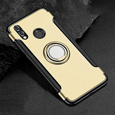 Silikon Hülle Handyhülle und Kunststoff Schutzhülle Tasche mit Fingerring Ständer für Huawei Honor 8X Gold