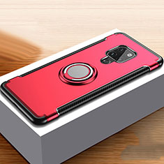 Silikon Hülle Handyhülle und Kunststoff Schutzhülle Tasche mit Fingerring Ständer für Huawei Mate 20 Rot