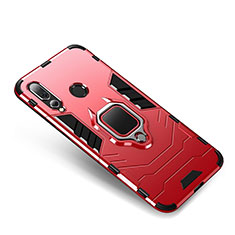 Silikon Hülle Handyhülle und Kunststoff Schutzhülle Tasche mit Fingerring Ständer für Huawei Nova 4 Rot