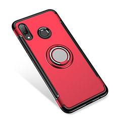 Silikon Hülle Handyhülle und Kunststoff Schutzhülle Tasche mit Fingerring Ständer für Huawei P Smart+ Plus Rot