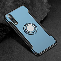 Silikon Hülle Handyhülle und Kunststoff Schutzhülle Tasche mit Fingerring Ständer für Huawei P20 Pro Blau