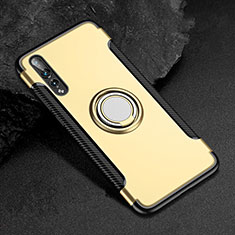 Silikon Hülle Handyhülle und Kunststoff Schutzhülle Tasche mit Fingerring Ständer für Huawei P20 Pro Gold
