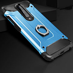 Silikon Hülle Handyhülle und Kunststoff Schutzhülle Tasche mit Fingerring Ständer für OnePlus 8 Blau
