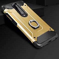 Silikon Hülle Handyhülle und Kunststoff Schutzhülle Tasche mit Fingerring Ständer für OnePlus 8 Gold
