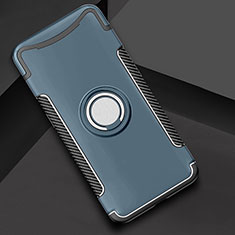 Silikon Hülle Handyhülle und Kunststoff Schutzhülle Tasche mit Fingerring Ständer für Oppo Find X Cyan