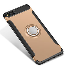Silikon Hülle Handyhülle und Kunststoff Schutzhülle Tasche mit Fingerring Ständer für Xiaomi Mi 6 Gold