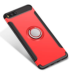 Silikon Hülle Handyhülle und Kunststoff Schutzhülle Tasche mit Fingerring Ständer für Xiaomi Mi 6 Rot