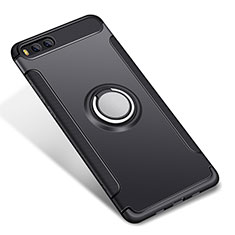 Silikon Hülle Handyhülle und Kunststoff Schutzhülle Tasche mit Fingerring Ständer für Xiaomi Mi 6 Schwarz