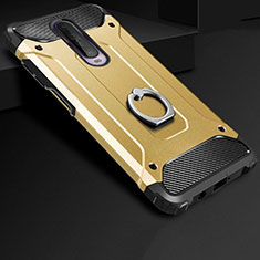 Silikon Hülle Handyhülle und Kunststoff Schutzhülle Tasche mit Fingerring Ständer für Xiaomi Redmi K30 5G Gold