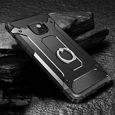 Silikon Hülle Handyhülle und Kunststoff Schutzhülle Tasche mit Fingerring Ständer H01 für Huawei Mate 20 Pro Schwarz