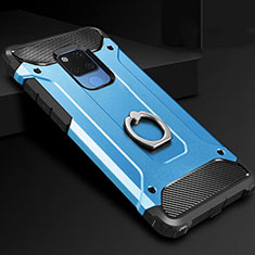 Silikon Hülle Handyhülle und Kunststoff Schutzhülle Tasche mit Fingerring Ständer H01 für Huawei Mate 20 X 5G Hellblau