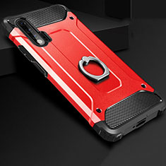 Silikon Hülle Handyhülle und Kunststoff Schutzhülle Tasche mit Fingerring Ständer H01 für Huawei Nova 6 Rot