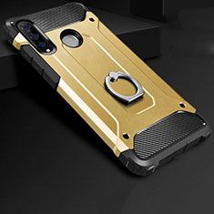Silikon Hülle Handyhülle und Kunststoff Schutzhülle Tasche mit Fingerring Ständer H01 für Huawei P30 Lite Gold