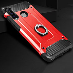 Silikon Hülle Handyhülle und Kunststoff Schutzhülle Tasche mit Fingerring Ständer H01 für Huawei P30 Lite Rot