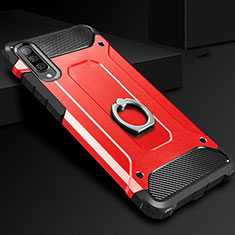 Silikon Hülle Handyhülle und Kunststoff Schutzhülle Tasche mit Fingerring Ständer H01 für Samsung Galaxy A70 Rot