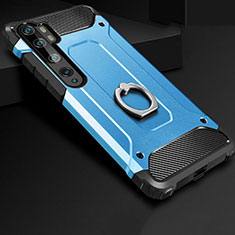 Silikon Hülle Handyhülle und Kunststoff Schutzhülle Tasche mit Fingerring Ständer H01 für Xiaomi Mi Note 10 Blau