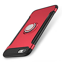 Silikon Hülle Handyhülle und Kunststoff Schutzhülle Tasche mit Fingerring Ständer S01 für Apple iPhone SE (2020) Rot
