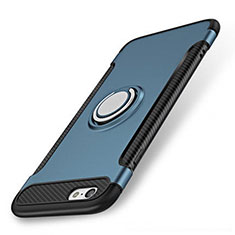 Silikon Hülle Handyhülle und Kunststoff Schutzhülle Tasche mit Fingerring Ständer S01 für Apple iPhone SE3 (2022) Blau