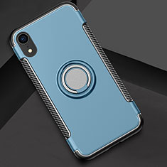 Silikon Hülle Handyhülle und Kunststoff Schutzhülle Tasche mit Fingerring Ständer S01 für Apple iPhone XR Hellblau