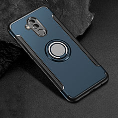 Silikon Hülle Handyhülle und Kunststoff Schutzhülle Tasche mit Fingerring Ständer S01 für Huawei Mate 20 Lite Blau