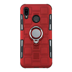 Silikon Hülle Handyhülle und Kunststoff Schutzhülle Tasche mit Fingerring Ständer S01 für Huawei Nova 3e Rot