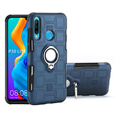 Silikon Hülle Handyhülle und Kunststoff Schutzhülle Tasche mit Magnetisch Fingerring Ständer A01 für Huawei Nova 4e Blau