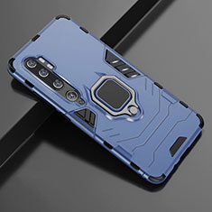 Silikon Hülle Handyhülle und Kunststoff Schutzhülle Tasche mit Magnetisch Fingerring Ständer D02 für Xiaomi Mi Note 10 Blau